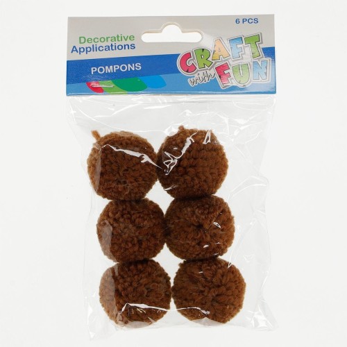 Pompony Craft with Fun brązowa 6 szt (463932)