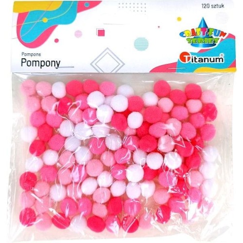 Pompony Titanum Craft-Fun Series tonacja różowa poliestrowe 120 szt (21TH0514-1)