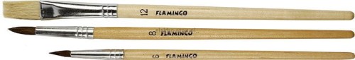 Pędzel Flamingo drewniany uchyt zestaw 3 szt. nr mix (PS-01)