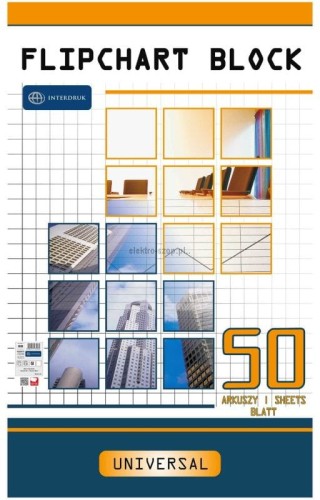 Blok do tablic flipchart Interdruk 50k. 80g czysty [mm:] 1000x640 (FLI50)