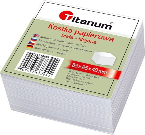 Kostka papierowa Titanum klejona mała - biały [mm:] 85x85x 40