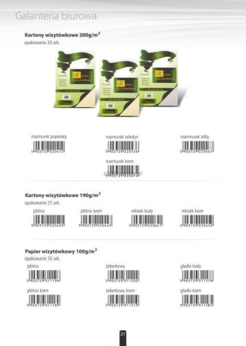 Papier ozdobny (wizytówkowy) Protos Gładki A4 - biały 100g