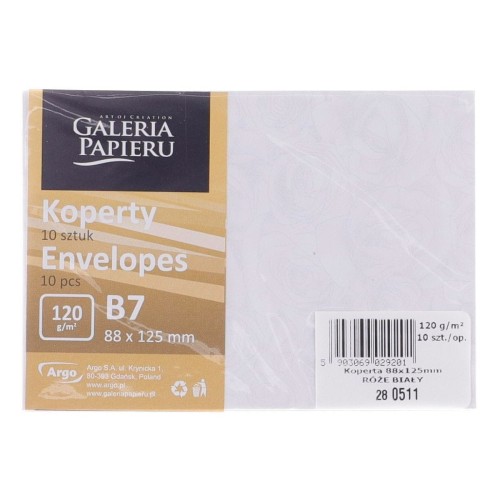 Koperta Galeria Papieru róże B7 - biały [mm:] 88x125 (280511) 10 sztuk
