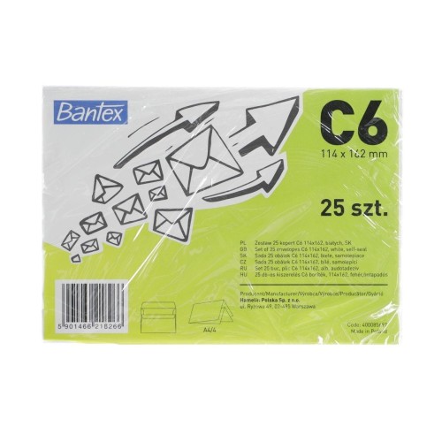 Koperta Bantex SK C6 - biały (400085697) 25 sztuk