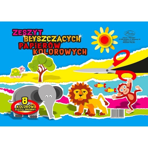 Zeszyt papierów kolorowych Protos błyszczący A5 8k