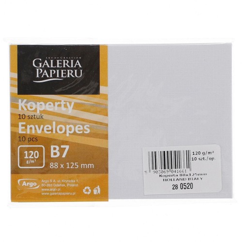 Koperta holland biały B7 - biała [mm:] 88x125 (280520) 10 sztuk