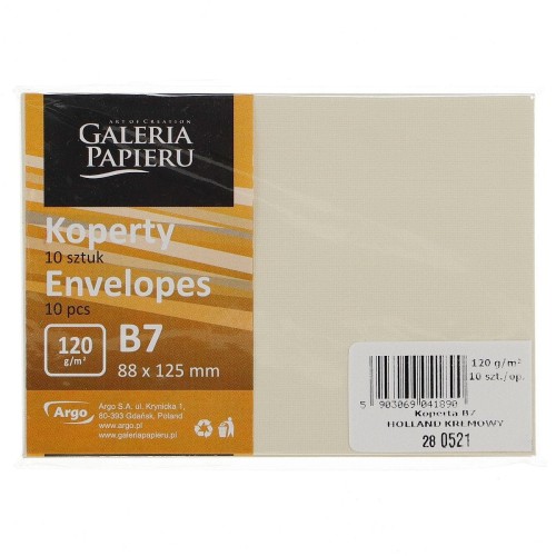 Koperta holland kremowy B7 - kremowa (280521) 10 sztuk