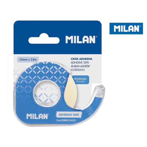 Taśma MILAN samoprzylepna krystaliczna 19 mm x 33 m z dyspenserem na blistrze (BWM10422)