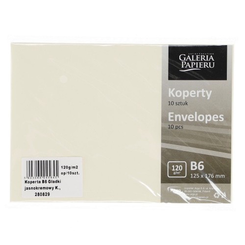 Koperta gładki jasnokremowy k 120g B6 - kremowy [mm:] 125x176 (280829) 10 sztuk