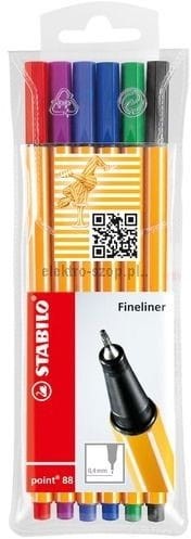 Cienkopis Stabilo, mix 0,4mm 6kol. (88/6)