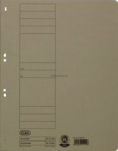 Skoroszyt Elba oczkowy A4 - szary 250g (100551873)