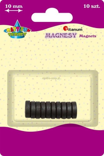 Magnes Titanum Craft-Fun Series - czarny śr. 10mm (DIY16036) 10 sztuk