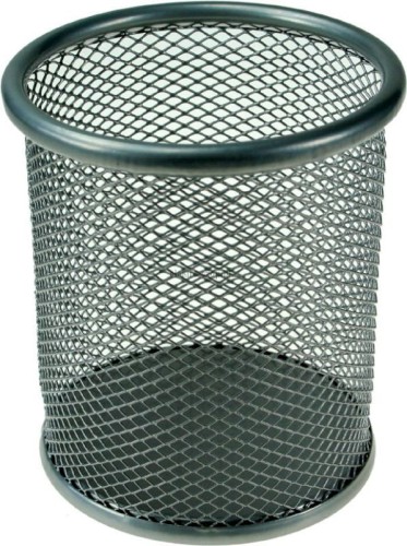 Pojemnik na długopisy Titanum metalowy wys. 10 cm, śr. 9 cm srebrny (M-501S)