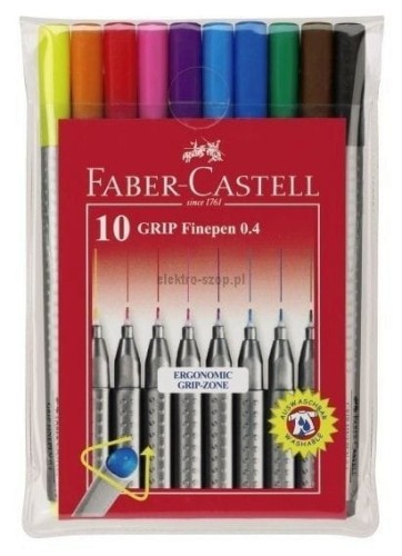 Cienkopisy Faber-Castell Grip Finepen 0,4 10 kolorów (FC151610)
