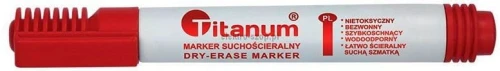Marker suchościeralny Titanum, czerwony 3,0mm okrągła końcówka (BY1026-02)