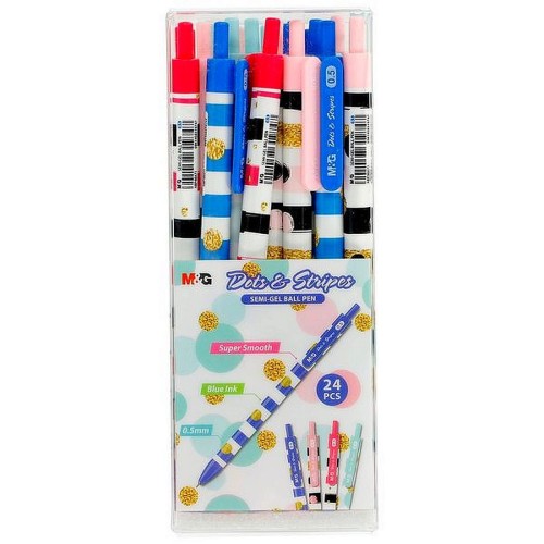 Długopisy automatyczne Dots&amp;Stripes ABP46471 M&amp;G 0,5 mm niebieski wkład