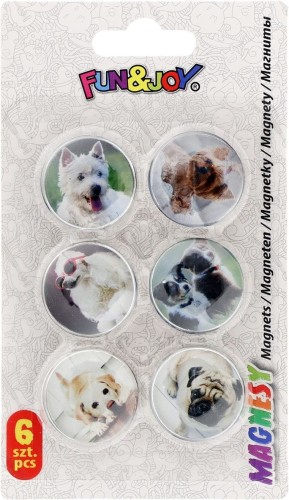 Magnes Fun&amp;Joy PIES okrągły - mix śr. 30mm 6 sztuk