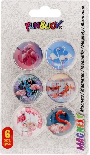 Magnes Fun&amp;Joy FLAMINGI okrągły - mix śr. 30mm 6 sztuk