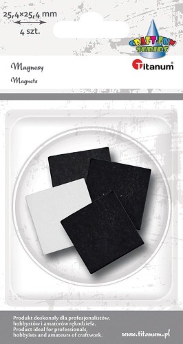 Magnes Titanum Craft-Fun Series kwadraty samoprzylepne - czarne [mm:] 25,4x25,4 4 sztuk
