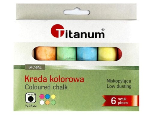 Kreda chodnikowa Titanum kolorowa 6 szt. okrągła śr. 25 mm