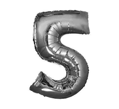 Balon foliowy Godan cyfra 5 srebrny 35 cm 16cal (FG-C35S5)