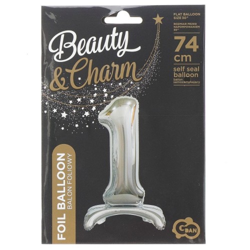 Balon foliowy Godan Beauty&amp;Charm cyfra stojąca srebrna (BC-ASS1)