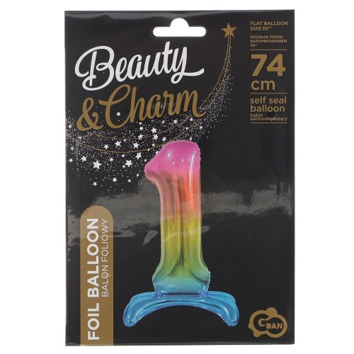 Balon gumowy Godan Beauty&amp;Charm cyfra stojąca tęczowa mix 30cal (BC-AST1)