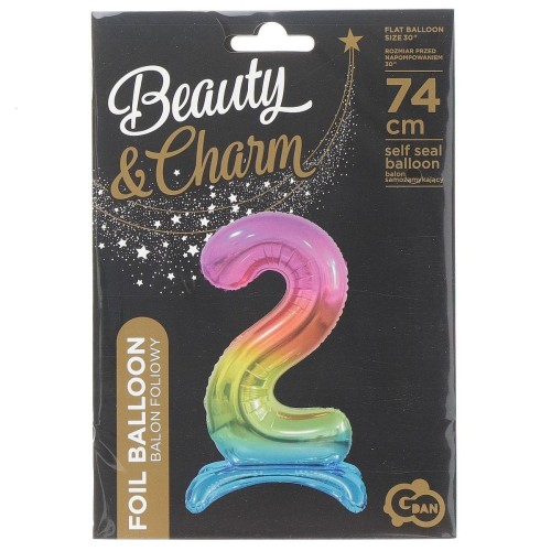 Balon gumowy Godan Beauty&amp;Charm cyfra stojąca tęczowa tęczowa 750mm 30cal (BC-AST2)