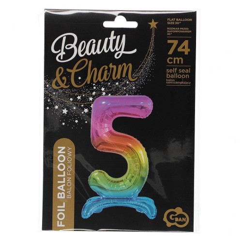 Balon gumowy Godan Beauty&amp;Charm cyfra stojąca tęczowa tęczowy 30cal (BC-AST5)