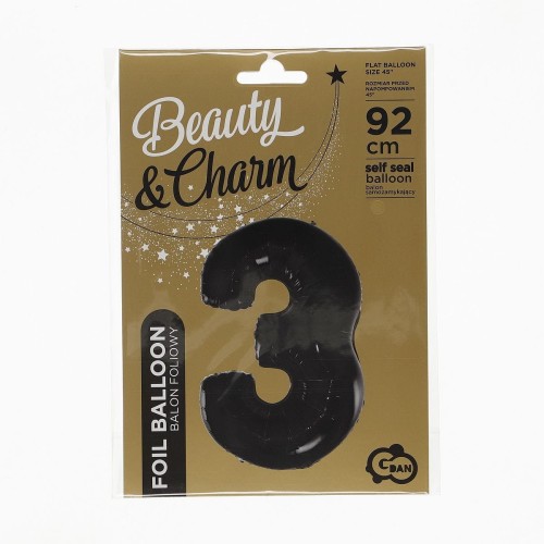 Balon foliowy Godan cyfra 3 CZARNA 45cal (FG-C85CZ3)