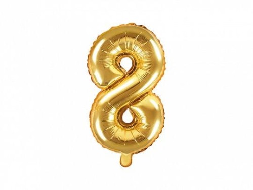 Balon foliowy Partydeco cyfra 8 złota 14cal (FB10M-8-019)