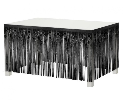 Dekoracja Godan na brzeg stołu B&amp;C, frędzle, czarna, 80x300 cm (SH-DFCZ)