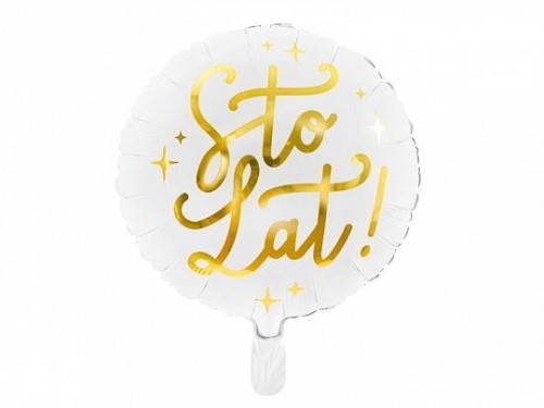 Balon foliowy Partydeco Sto lat!, 35cm, biały 14cal (FB59)