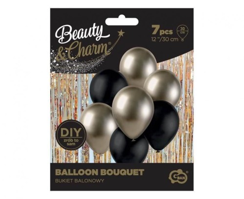 Balon gumowy Godan Bukiet balonowy B&amp;C prosecco-czarny, 7 szt. czarny 300mm 12cal (BB-PRC7)