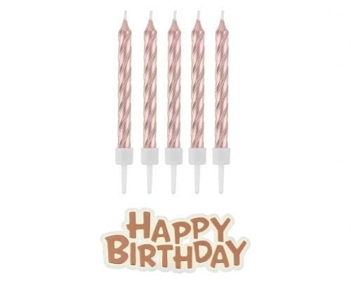 Świeczka urodzinowa Godan Happy Birthday metaliczne różowo-złote 16 sztuk (SF-SUHB)