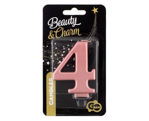 Świeczka urodzinowa Godan nr 4 różowo-złota 8 cm (PF-SCRZ4)