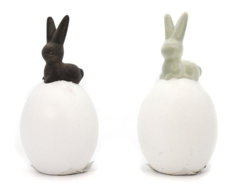 Ozdoba wielkanocna aksamitne jajko z zającem 15cm One Dollar (358768)