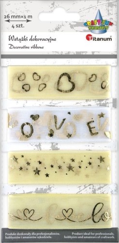 Wstążka Titanum Craft-Fun Series organza nadruk 26mm mix 1m (BR231745)