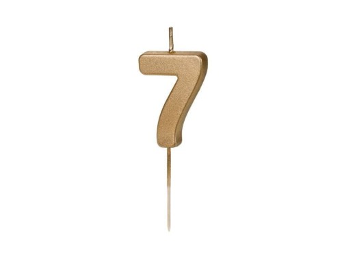Świeczka urodzinowa Cyferka 7, 4.5 cm, złoty Partydeco (SCU9-7)