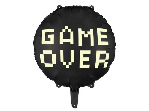 Balon foliowy Partydeco Game over, 45 cm, czarny 18cal (FB226)