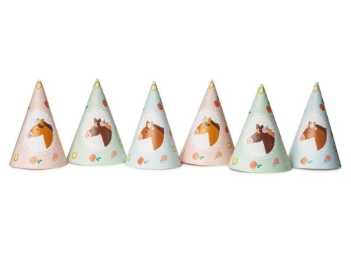 Czapka party Konie, 16 cm mix papier Partydeco (CPP32)