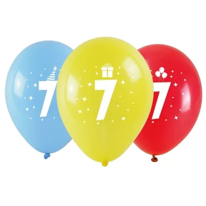 Balon gumowy Arpex z nadrukiem cyferki - 7 (3 szt.) mix 280mm (KB1962-7-9944)