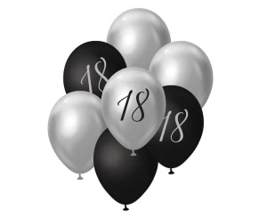 Balon gumowy Godan Beauty&Charm srebrno-czarny numer 18, 7 szt. 12cal (BB-18S7)