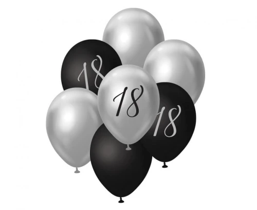Balon gumowy Godan Beauty&amp;Charm srebrno-czarny numer 18, 7 szt. 12cal (BB-18S7)