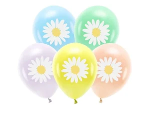 Balon gumowy Partydeco Stokrotki (1 op. / 5 szt.) mix 300mm (ECO30P-201-000-5)