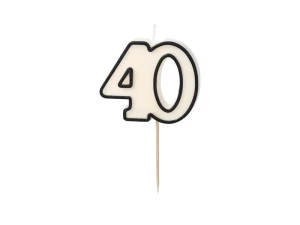 Świeczka urodzinowa Partydeco liczba 40, 5,5cm, biało-czarny (SCU16-40)