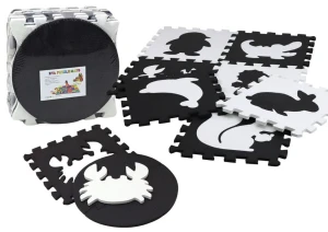 Mata dla malucha Lean Puzzle Mata Kontrastowa Edukacyjna Pianka EVA Czarno-Białe 19 ele. (17481)