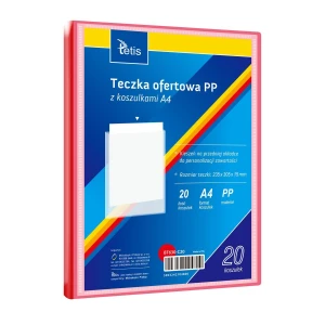 Teczka plastikowa na zatrzask żółta A4  20 koszulek 5903242104500 A4 czerwona Tetis (BT630-C20)