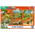 Puzzle Trefliki w świecie dinozaurów 3x80 el. Trefl (34888)