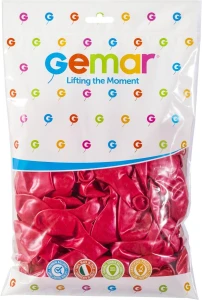 Balon gumowy metalizowany 100 szt czerwony 12cal (GM110/CZ/32)